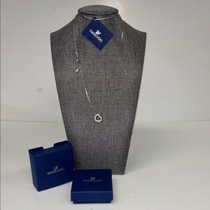 SWAROVSKI 16/18” open heart pave rhodium plated necklace